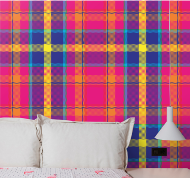 Colourful gingham pattern Teenage Bedroom Wallpaper - TenStickers