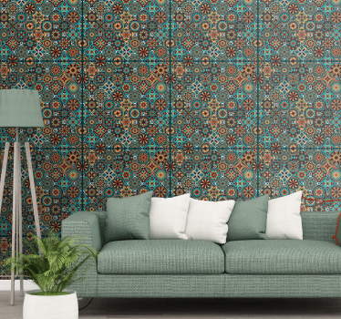Colourful mosaic Vintage Wallpaper - TenStickers