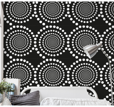 Teenage bedroom wallpaper concentric dots - TenStickers