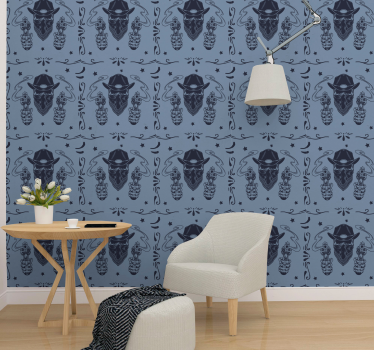 Cowboy skull and flock Living Room Wallpaper - TenStickers