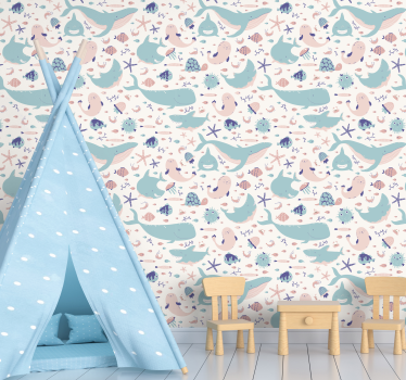 Dark and light blue sharks cool animal wallpaper - TenStickers