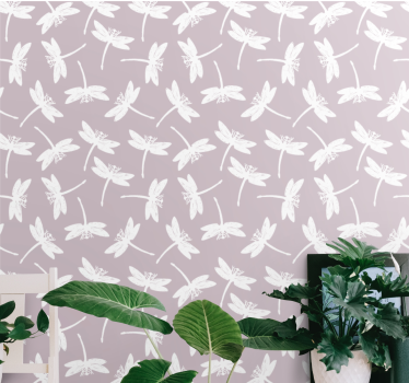 Purple dragonfly pattern butterfly wallpaper - TenStickers