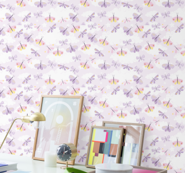 Delicate pink dance butterfly wallpaper - TenStickers