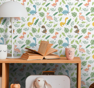 Baby jungle scene dinosaurs wallpaper - TenStickers
