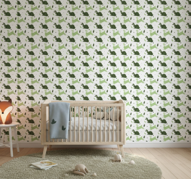 Dinosaurs wallpaper featuring green rabbits - TenStickers