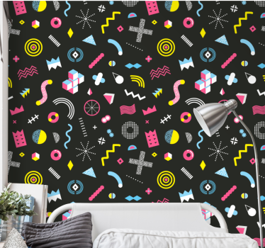 Dynamic retro shapes vintage wallpaper - TenStickers