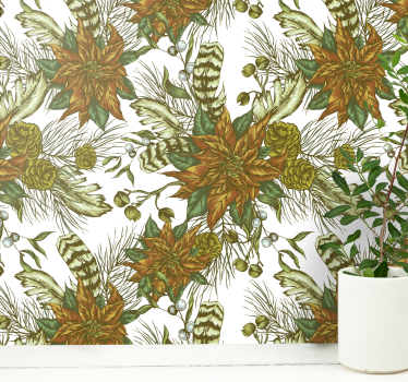 Elegant poinsettia Bedroom Wallpaper - TenStickers