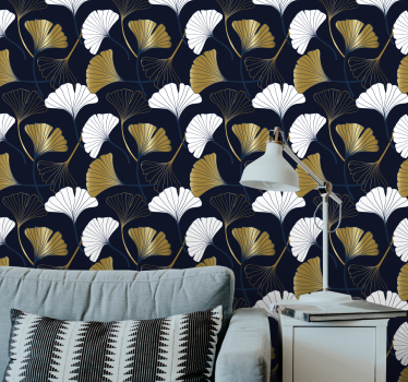 Embossed Ginkgo Leaves Contemporary wallpaper - TenStickers