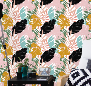Exotic foliage assortment leaf wallpaper - TenStickers