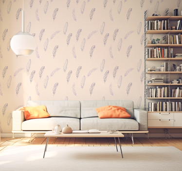 Feather Pattern Living Room Wallpaper - TenStickers