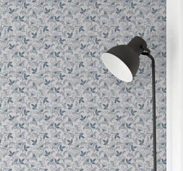 Floral blue Hamptons pattern Bedroom Wallpaper - TenStickers