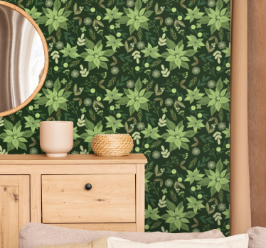 Green natural pattern leaf wallpaper - TenStickers