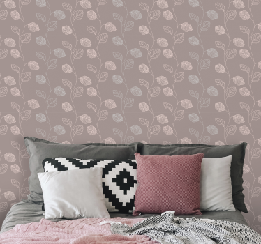 Floral Outline Design flower wallpaper - TenStickers