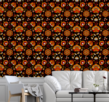 Floral Slavic Pattern Nature Wallpaper - TenStickers