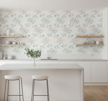 Flower wallpaper small flowers in soft watercolor - TenStickers