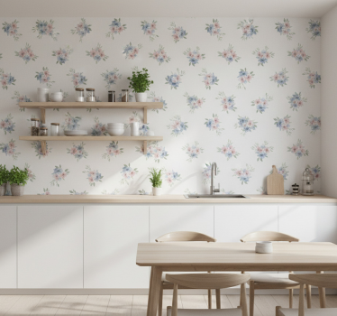 Flower wallpaper small flowers in watercolor - TenStickers