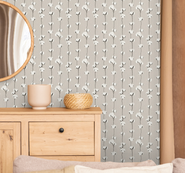 Cotton blossom trail flower wallpaper - TenStickers