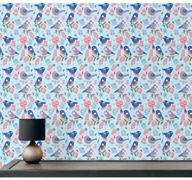 Flowers and birds pattern Nature Wallpaper - TenStickers