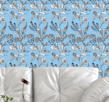 flowers on blue backgrounds Nature Wallpaper - TenStickers
