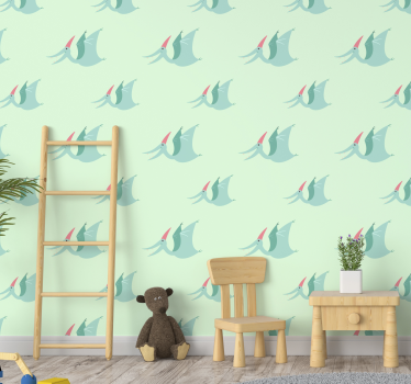 Happy Pterodactyls dinosaurs wallpaper - TenStickers