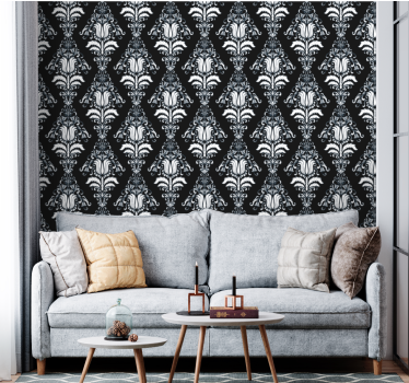 French Provincial black and white pattern Vintage Wallpaper - TenStickers