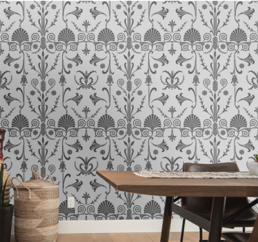 French Provincial gray floral pattern vintage wallpaper - TenStickers