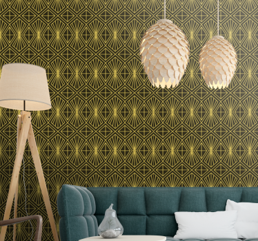 Geometric art deco pattern in gold Retro Wallpaper - TenStickers