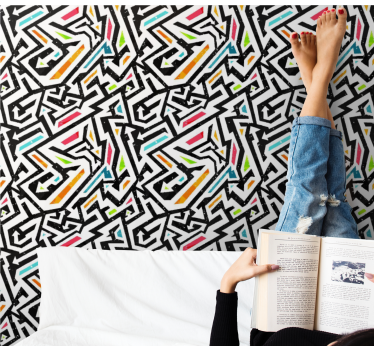 Teenage bedroom wallpaper geometric chaos design - TenStickers