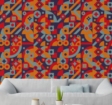 Geometric Motifs vintage wallpaper - TenStickers