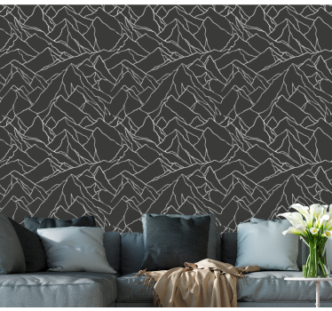 Geometric Mountains living room wallpaper - TenStickers