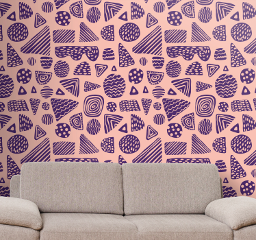 Living room wallpaper geometric shapes collection - TenStickers