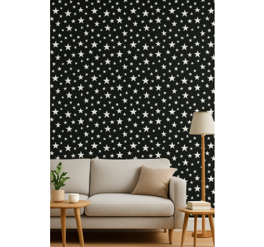 Star wallpaper in black and white elegance - TenStickers