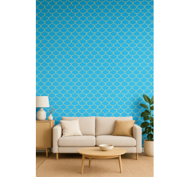 Living room wallpaper with scalloped patterned finish - TenStickers