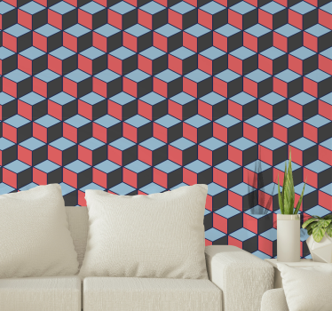 Geometrical squares 3D Geometric shape wallpaper - TenStickers