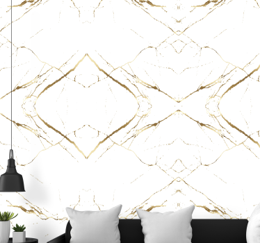 Golden and white marble Marble Effect Wallpaper - TenStickers