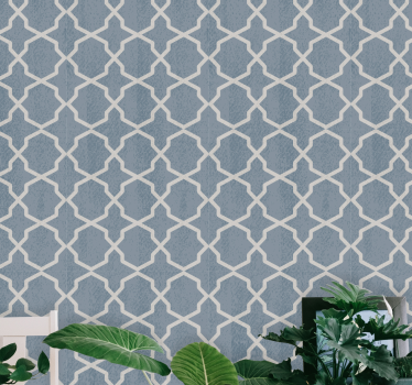 Gray Hamptons pattern bedroom wallpaper - TenStickers