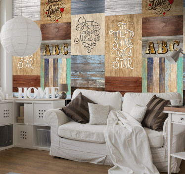 Inspirational Wooden Lettering Style wood effect  wallpaper - TenStickers