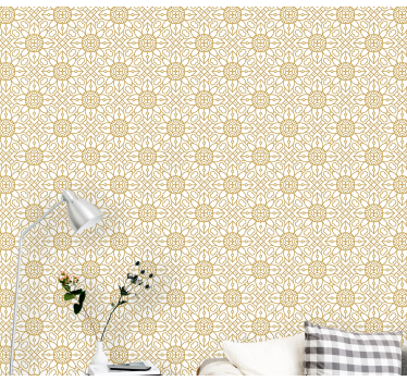 Intricate Tile Pattern living room wallpaper - TenStickers