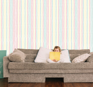 Irregular Pastel Strips Bedroom Wallpaper - TenStickers