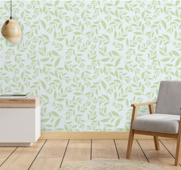 Leaf wallpaper delicate leaf imprint - TenStickers
