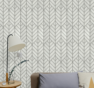 Leafy geometric design living room wallpaper - TenStickers
