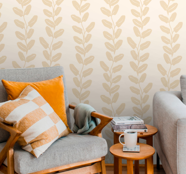 Beige vertical twigs leaf wallpaper - TenStickers