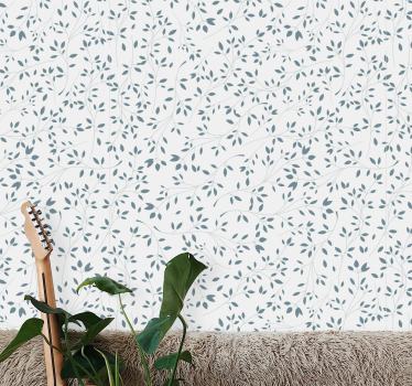 Minimalist vines pattern leaf wallpaper - TenStickers