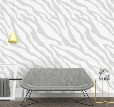 Light gray zebra pattern Lounge Wallpaper - TenStickers