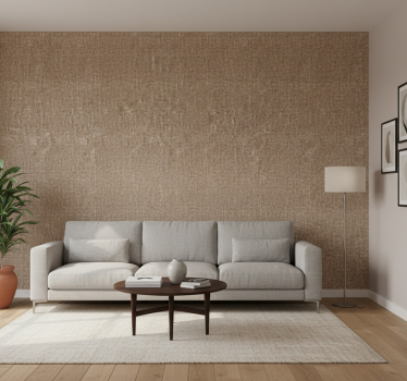 Living room wallpaper beige natural fiber look - TenStickers