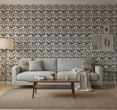 Living room wallpaper black and white branches - TenStickers