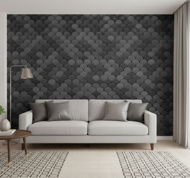 Living room wallpaper black scales - TenStickers