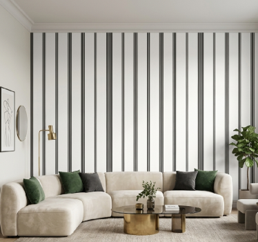 Living room wallpaper black stripe design - TenStickers