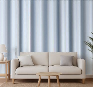Living room wallpaper blue and white stripes - TenStickers