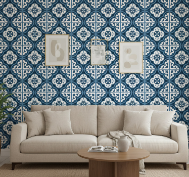 Living room wallpaper blue "majorica" portuguese - TenStickers